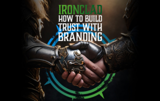 Two warriors in plate armour shake hands under the title 'Ironclad - How to Build Trust with Branding